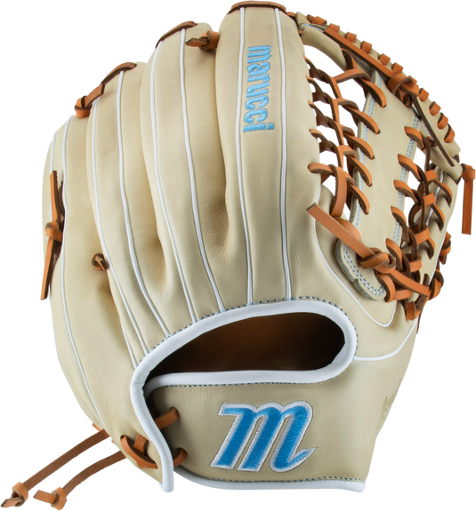 2025 Marucci Acadia 13" Fastpitch Softball Glove MFG3AC99R4FP with full-grain leather and M Type fit system for outfielders seeking superior comfort and durability.