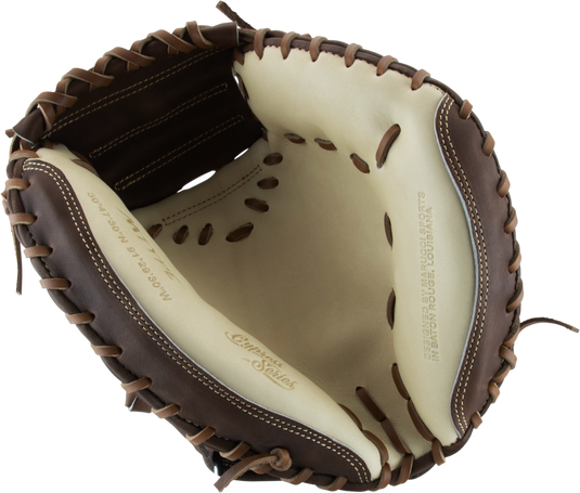 2025 Marucci Cypress 34" Baseball Catcher's Mitt MFG3CY240C1 with premium Japanese-tanned leather and M Type fit system for elite catchers.