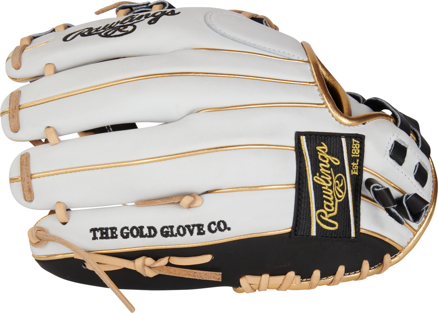 Rawlings-Heart-of-the-Hide-PRO120SB-32W-12-Inch-White-Black-Gold-Fastpitch-Softball-Infield-Glove-Front-Back-View