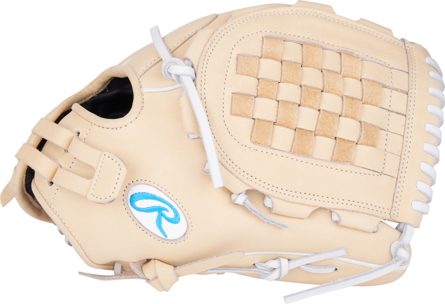 Rawlings-Heart-of-the-Hide-PRO125SB-3C-12-5-Inch-Camel-White-Basket-Web-Fastpitch-Softball-Glove-Front-Back-View