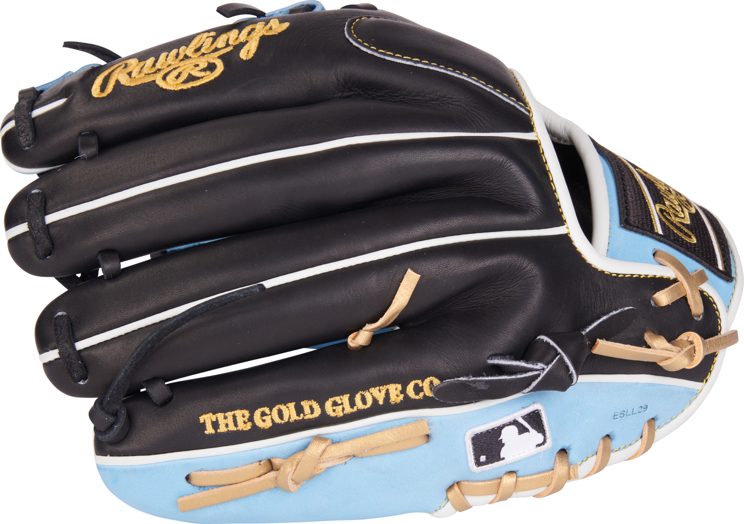 Rawlings-Heart-of-the-Hide-PROR205-2CB-11-75-Inch-Columbia-Blue-Black-Infield-Baseball-Glove-Front-Back-View