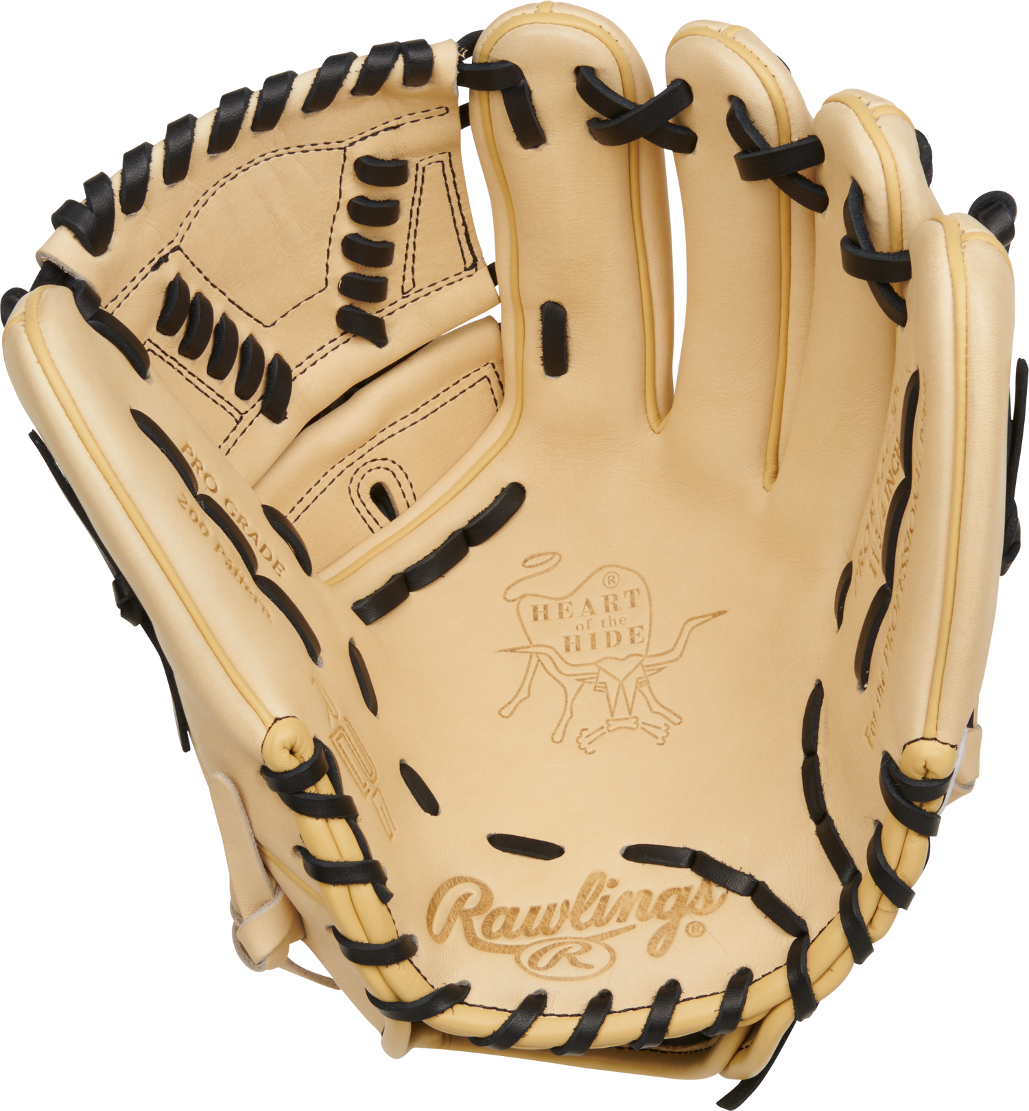 Rawlings-Heart-of-the-Hide-PROR205-30C-11-75-Inch-Camel-Black-Pitcher-Infield-Baseball-Glove-Front-Back-View