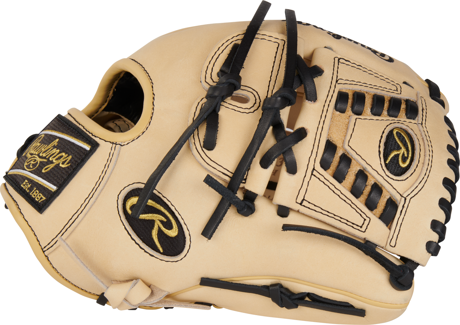 Rawlings-Heart-of-the-Hide-PROR205-30C-11-75-Inch-Camel-Black-Pitcher-Infield-Baseball-Glove-Front-Back-View