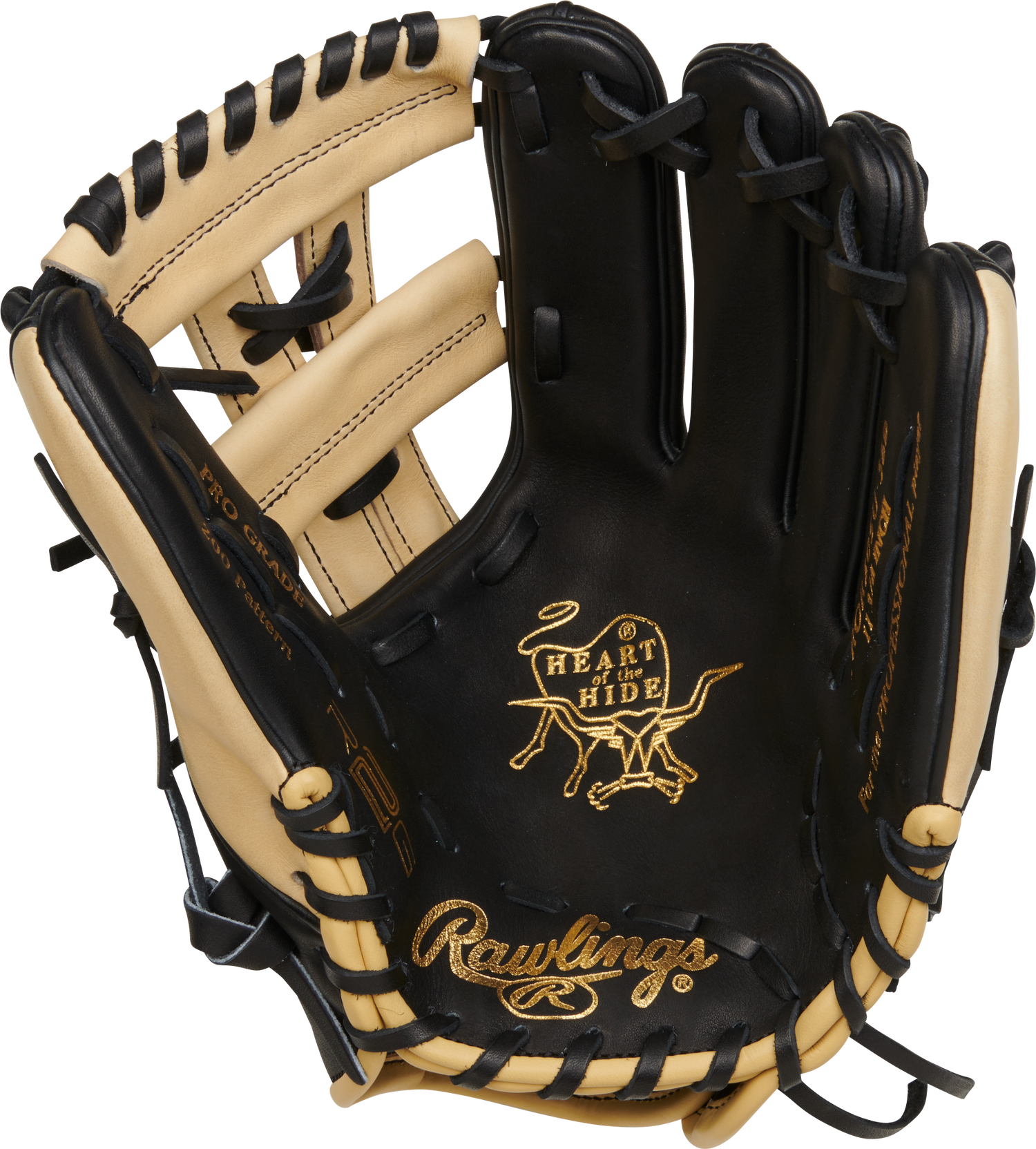 Rawlings-Heart-of-the-Hide-PROR205U-32B-11-75-Inch-Black-Camel-ContoUR-Infield-Baseball-Glove-Front-Back-View