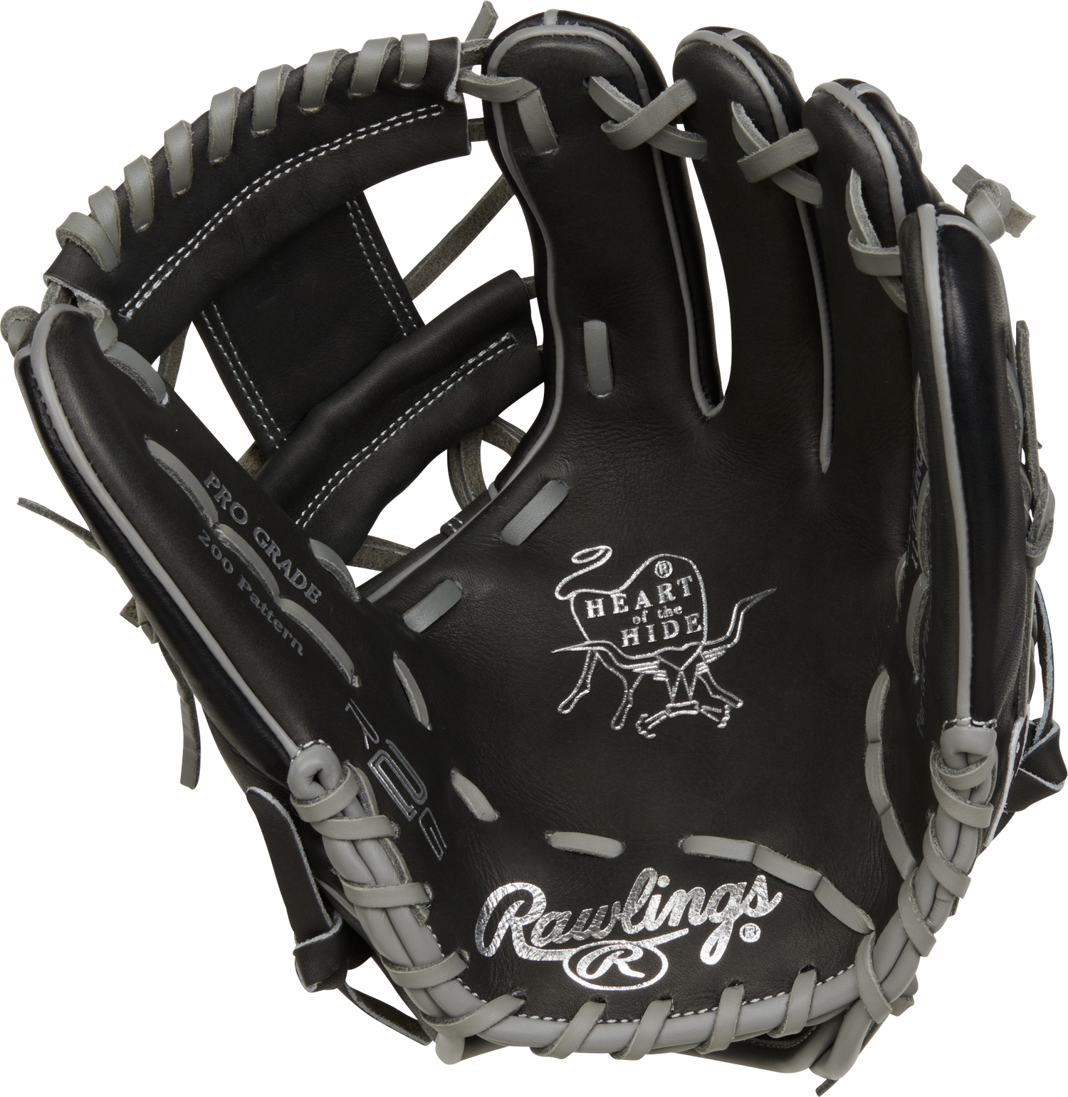 Rawlings-Heart-of-the-Hide-PROR205W-2DS-11-75-Inch-Dark-Shadow-Black-Infield-Baseball-Glove-Front-Back-View