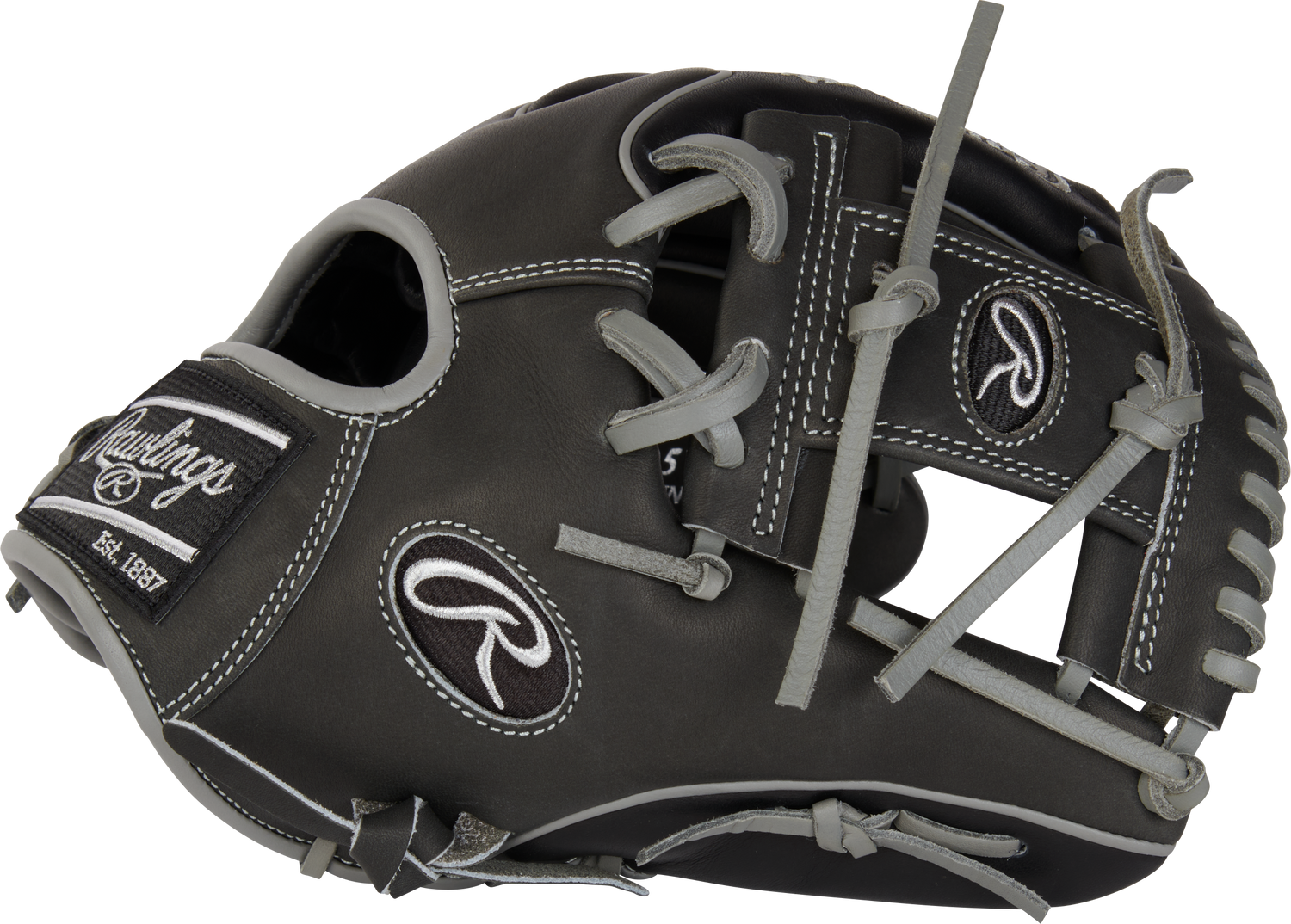 Rawlings-Heart-of-the-Hide-PROR205W-2DS-11-75-Inch-Dark-Shadow-Black-Infield-Baseball-Glove-Front-Back-View