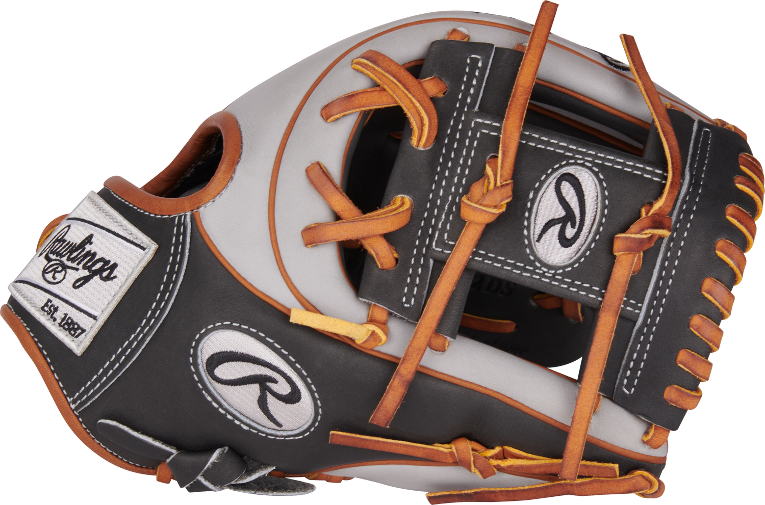 Rawlings-Heart-of-the-Hide-PROR234U-2DS-11-5-Inch-Dark-Shadow-Gray-ContoUR-Infield-Baseball-Glove-Front-Back-View