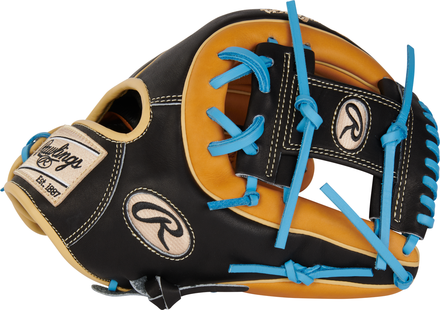 Rawlings-Heart-of-the-Hide-PROR315-2TB-11-75-Inch-Tan-Black-Blue-Infield-Baseball-Glove-Front-Back-View