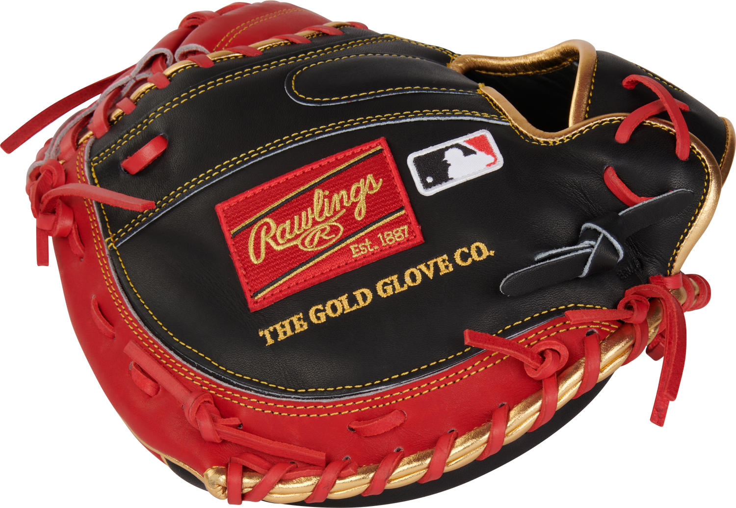 Rawlings-Heart-of-the-Hide-PRORCM325US-32-5-Inch-Black-Red-Gold-ContoUR-Catchers-Mitt-Front-Back-View