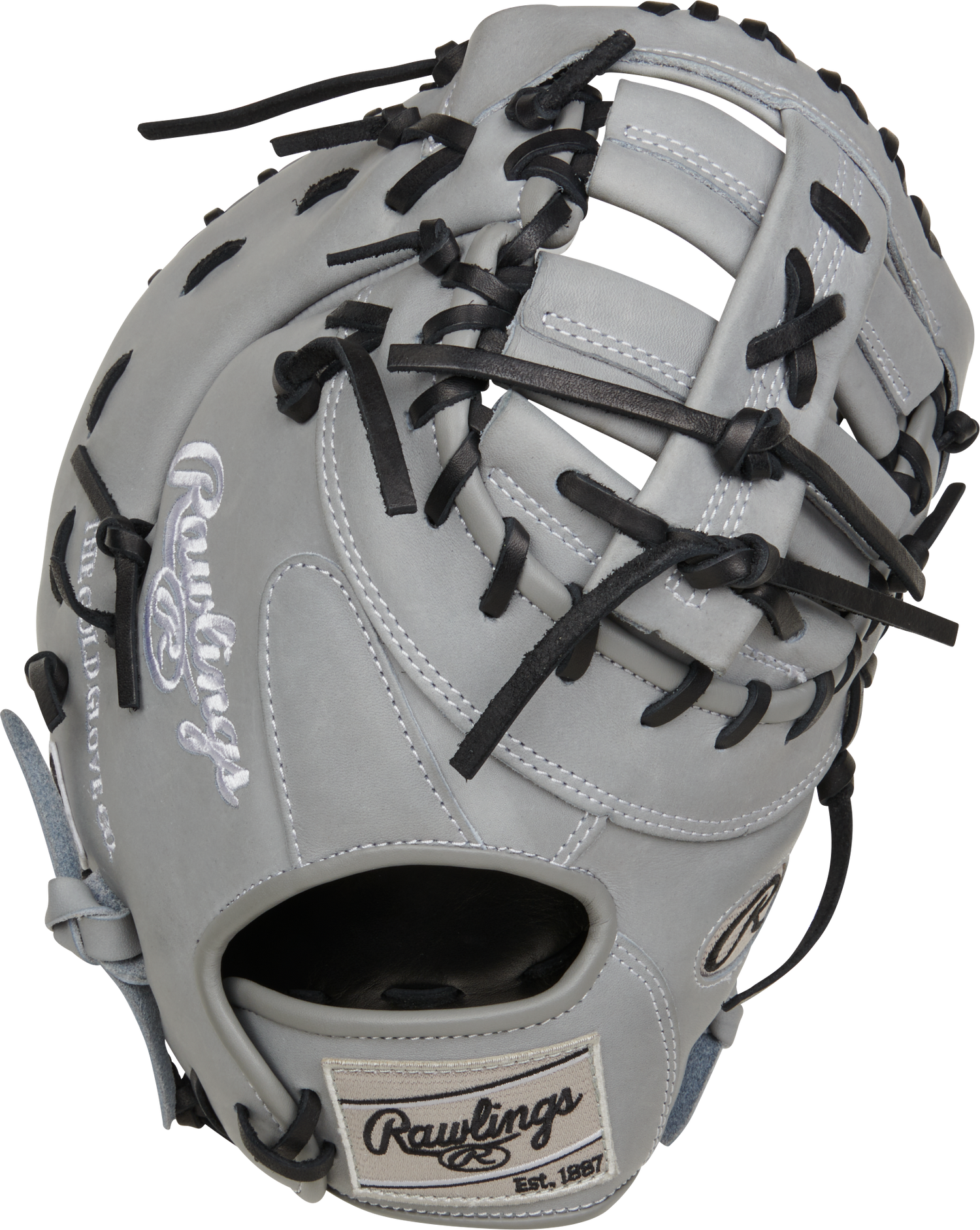 Rawlings-Heart-of-the-Hide-PRORDCTU-10G-12-25-Inch-Gray-Black-ContoUR-First-Base-Mitt-Front-Back-View