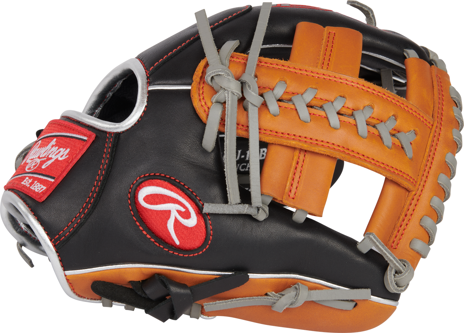 Rawlings-R9-Series-R9110U-19BT-11-Inch-Black-Tan-Gray-ContoUR-Youth-Infield-Baseball-Glove-Front-Back-View