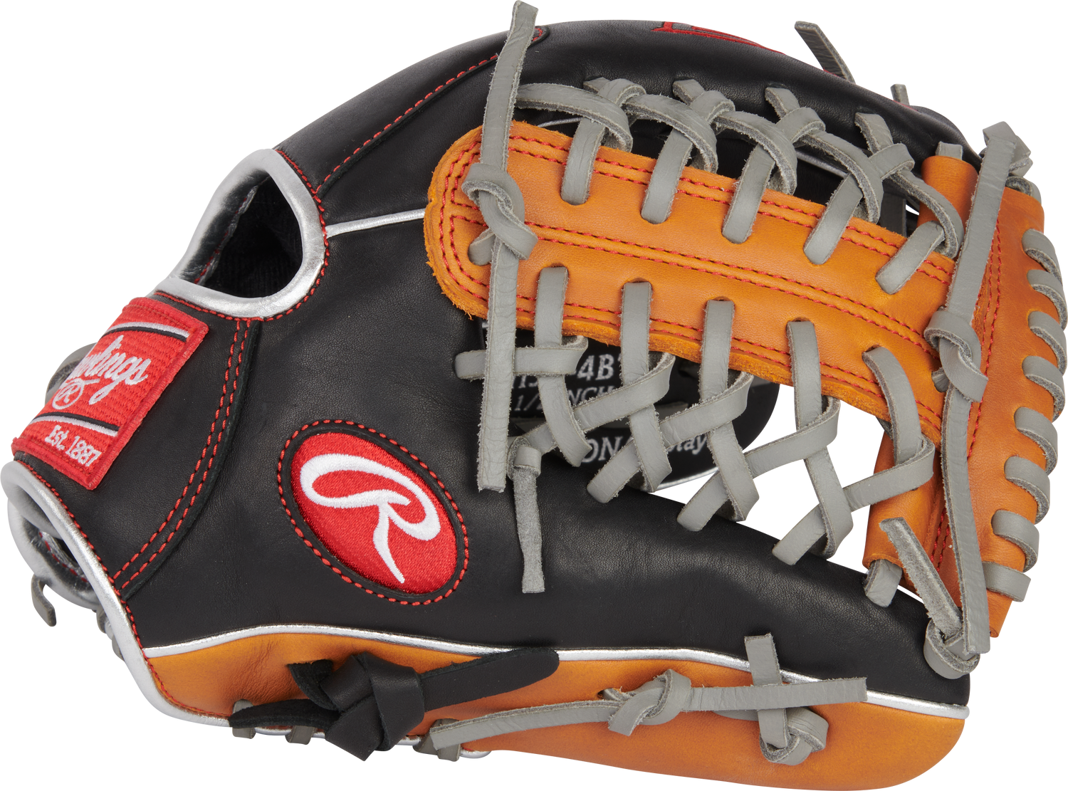 Rawlings-R9-Series-R9115U-4BT-11-5-Inch-Black-Tan-Gray-ContoUR-Youth-Infield-Baseball-Glove-Front-Back-View
