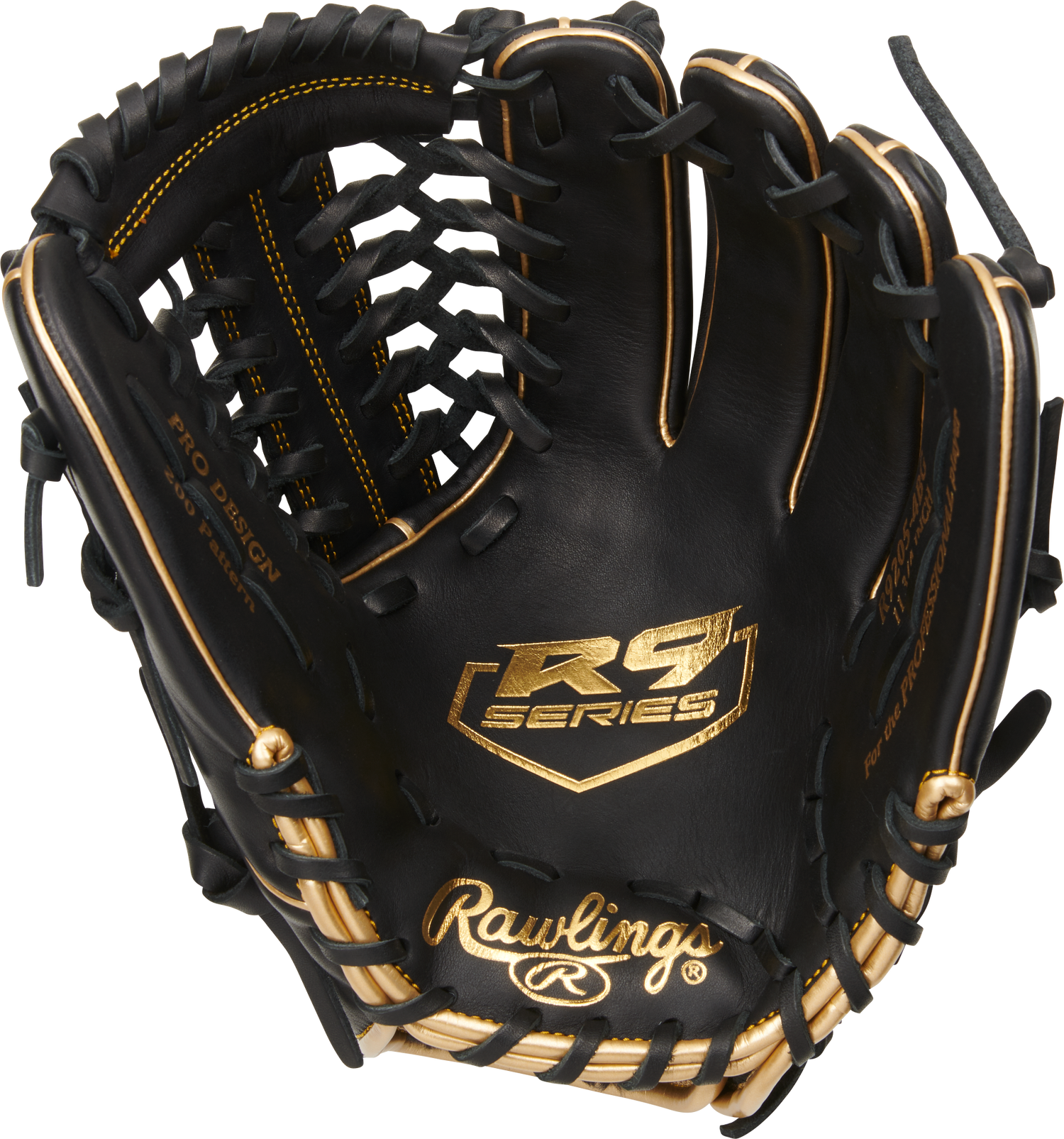 Rawlings-R9-Series-R9205-4BG-11-75-Inch-Black-Gold-Infield-Pitcher-Baseball-Glove-Front-Back-View