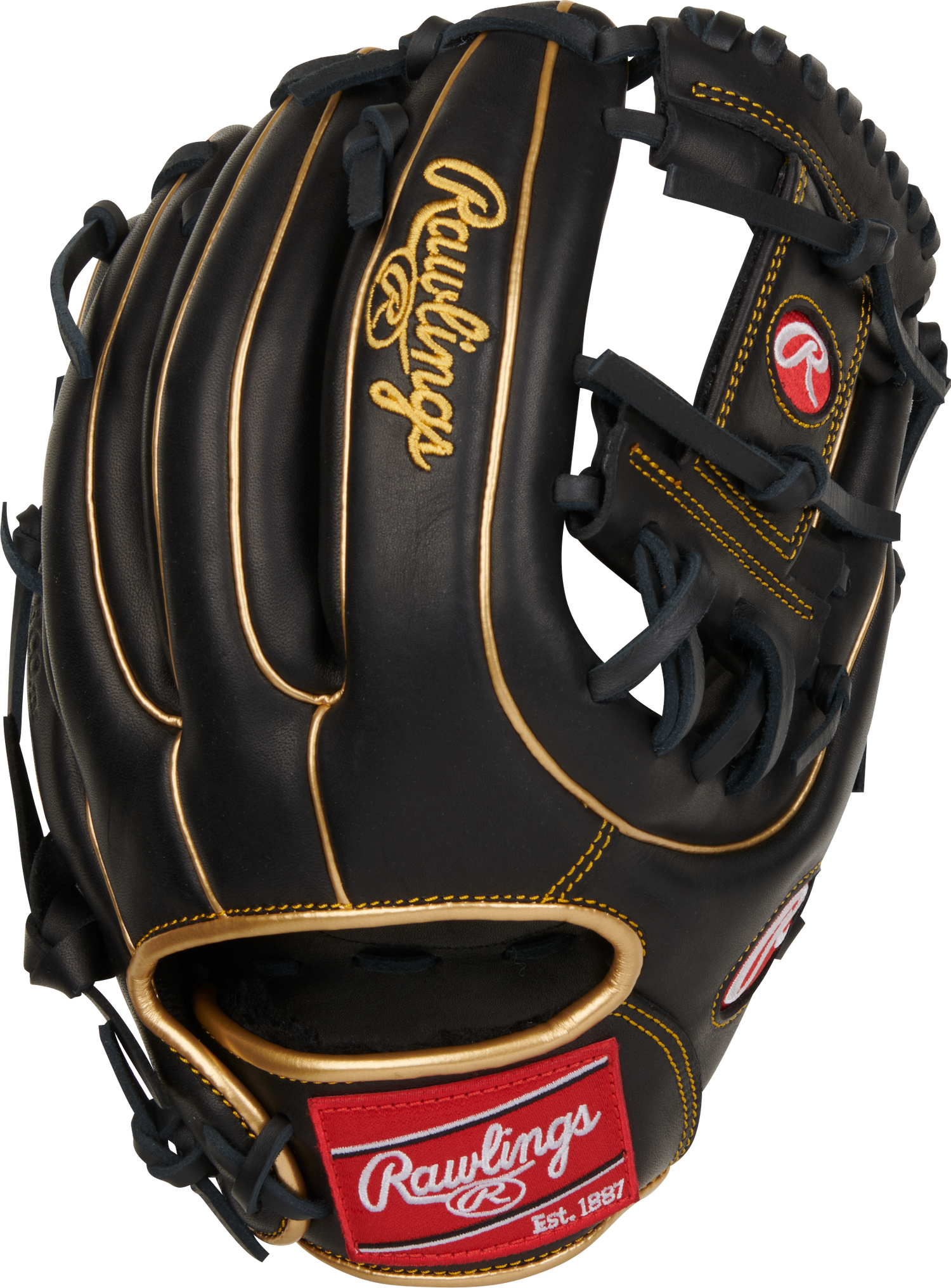 Rawlings-R9-Series-R9314-2BG-11-5-Inch-Black-Gold-Pro-I-Web-Youth-Infield-Baseball-Glove-Front-Back-View
