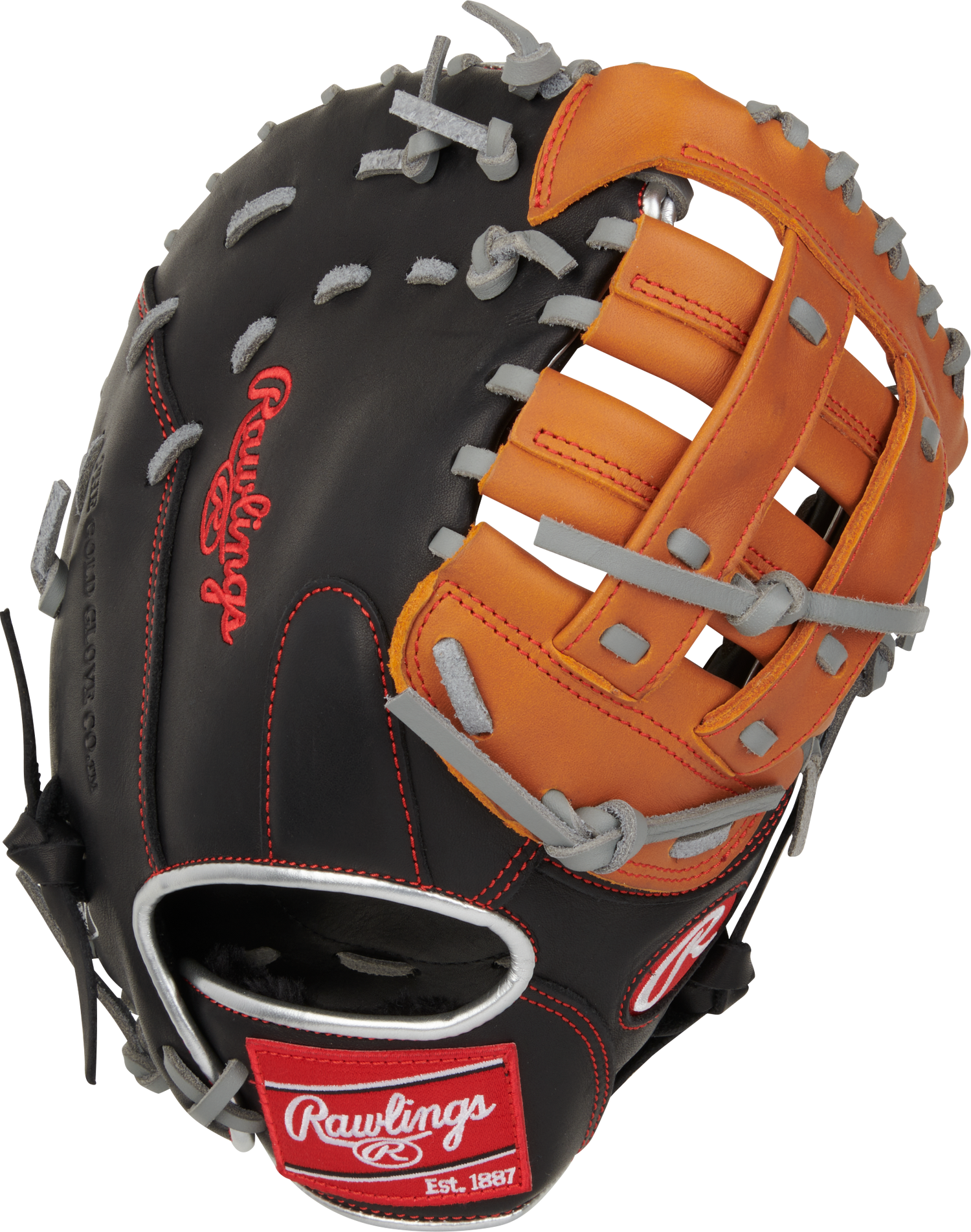 Rawlings-R9-Series-R9FMU-17BT-12-Inch-Black-Tan-Gray-ContoUR-Youth-First-Base-Mitt-Front-Back-View