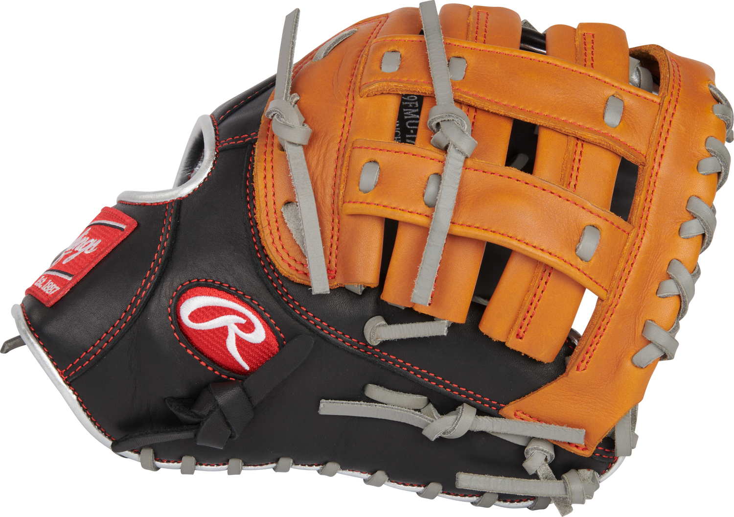 Rawlings-R9-Series-R9FMU-17BT-12-Inch-Black-Tan-Gray-ContoUR-Youth-First-Base-Mitt-Front-Back-View