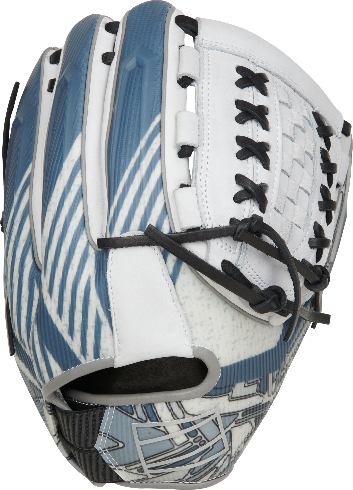 Rawlings-REV1X-REV207SB-18W-12-25-Inch-White-Blue-Fastpitch-Softball-Glove-Front-Back-View