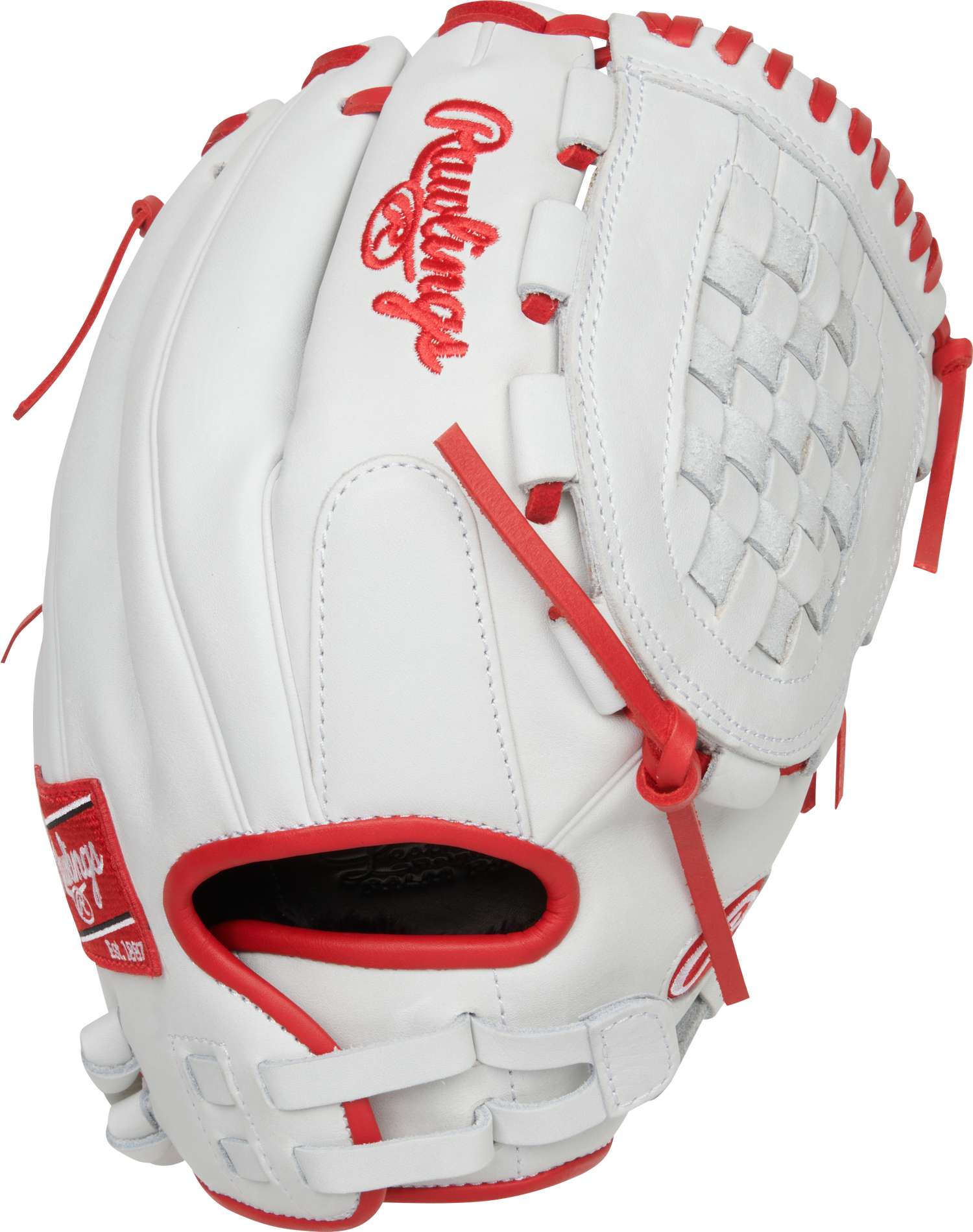 Rawlings-Liberty-Advanced-RLA125-3S-12-5-Inch-White-Scarlet-Red-Basket-Web-Fastpitch-Softball-Glove-Front-Back-View