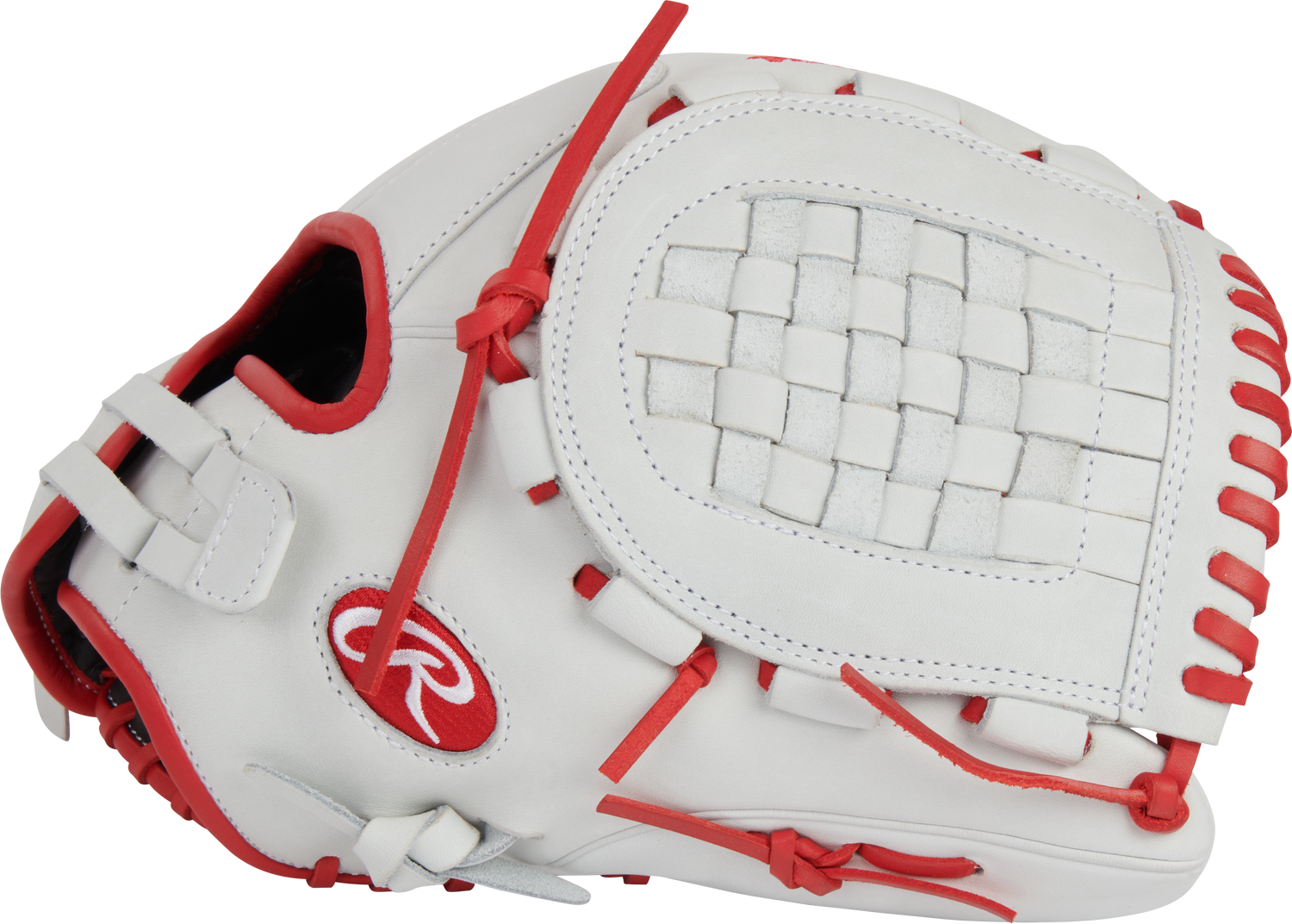 Rawlings-Liberty-Advanced-RLA125-3S-12-5-Inch-White-Scarlet-Red-Basket-Web-Fastpitch-Softball-Glove-Front-Back-View