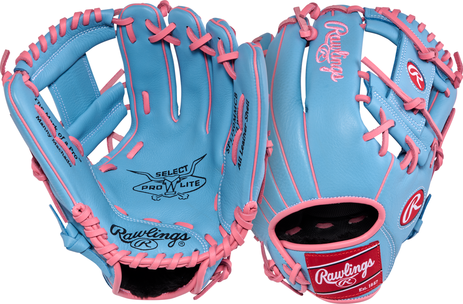 rawlings-spl150mmcb-light-blue-pink-11-1-2-inch-youth-baseball-glove