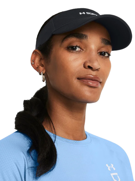 Women's-Under-Armour-Blitzing-Softball-Visor-1380023, moisture-wicking-softball-visor, adjustable-fit, curved-brim, Under-Armour-logo