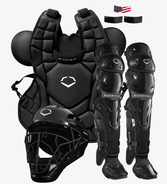 evoshield-g2s-baseball-catchers-gear-kit, pro-srz-catchers-helmet, sei-certified-chest-protector, gel-to-shell-leg-guards, custom-molded-catchers-gear