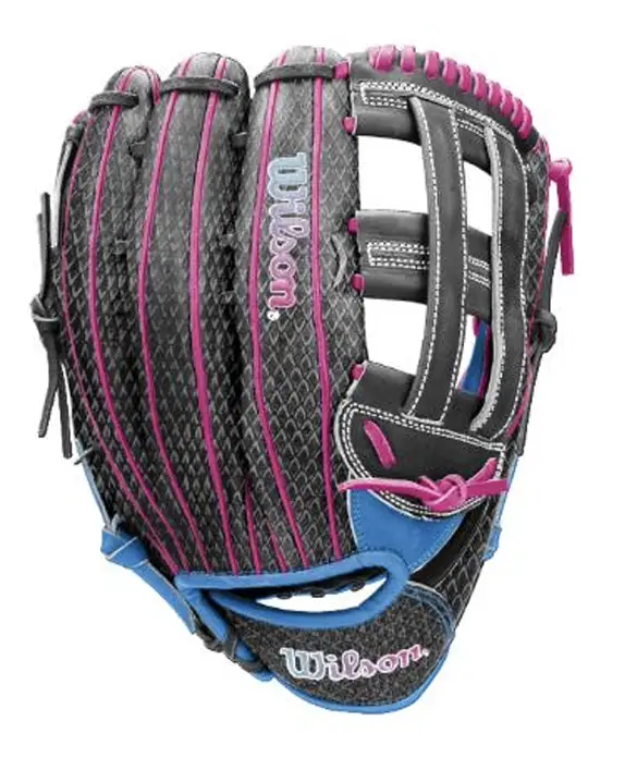2027 Wilson A1000 TUBBS 13-inch Slowpitch Softball Glove WBG25501RT13 Blue Black Pink H-Web Right Hand Throw-back