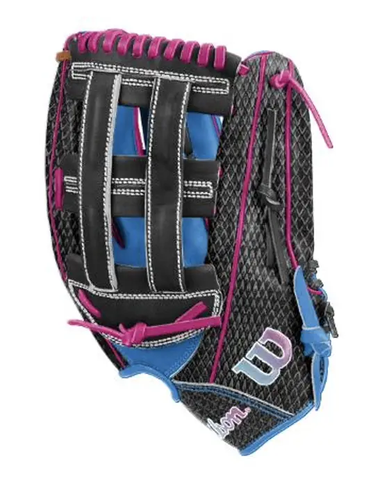 2027 Wilson A1000 TUBBS 13-inch Slowpitch Softball Glove WBG25501RT13 Blue Black Pink H-Web Right Hand Throw-side