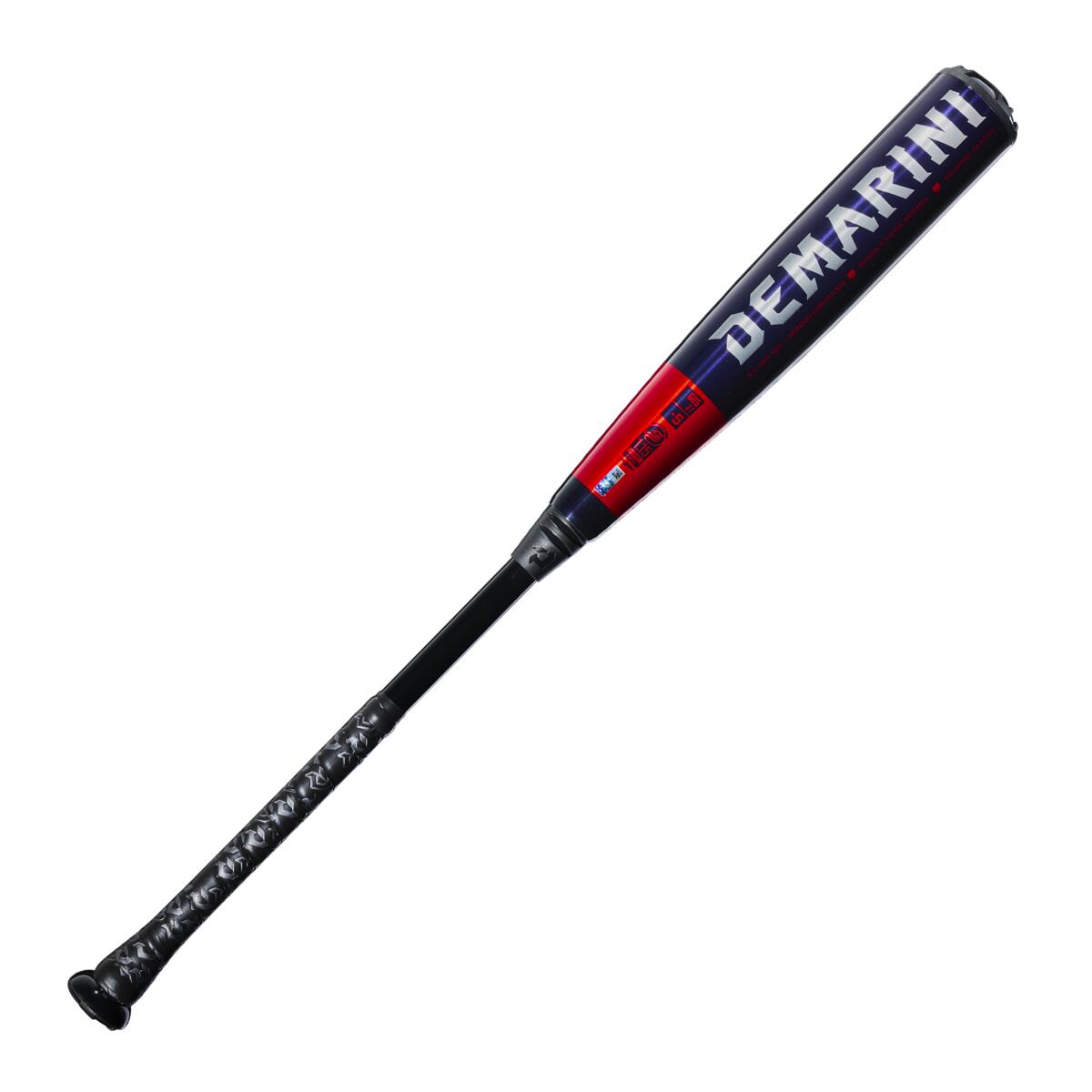 demarini-the-goods-5-usssa-baseball-bat-wbd2714010-navy-red-hybrid-baseball-bat-front-view