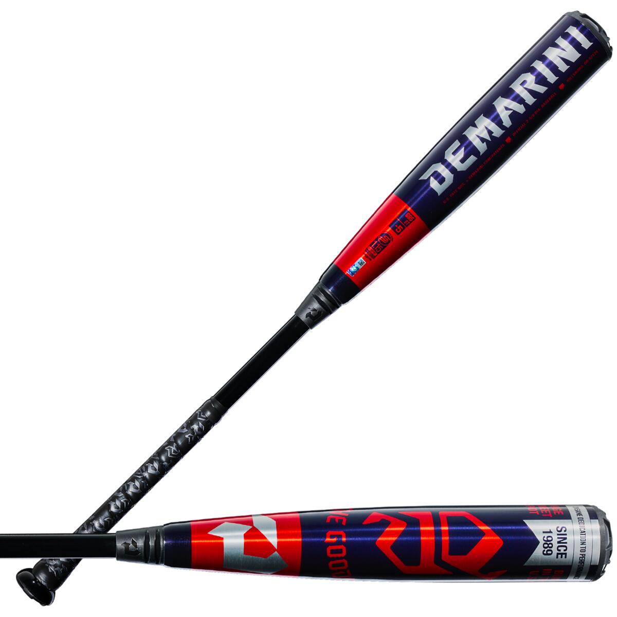 demarini-the-goods-5-usssa-baseball-bat-wbd2714010-navy-red-hybrid-baseball-bat-front-view-dual