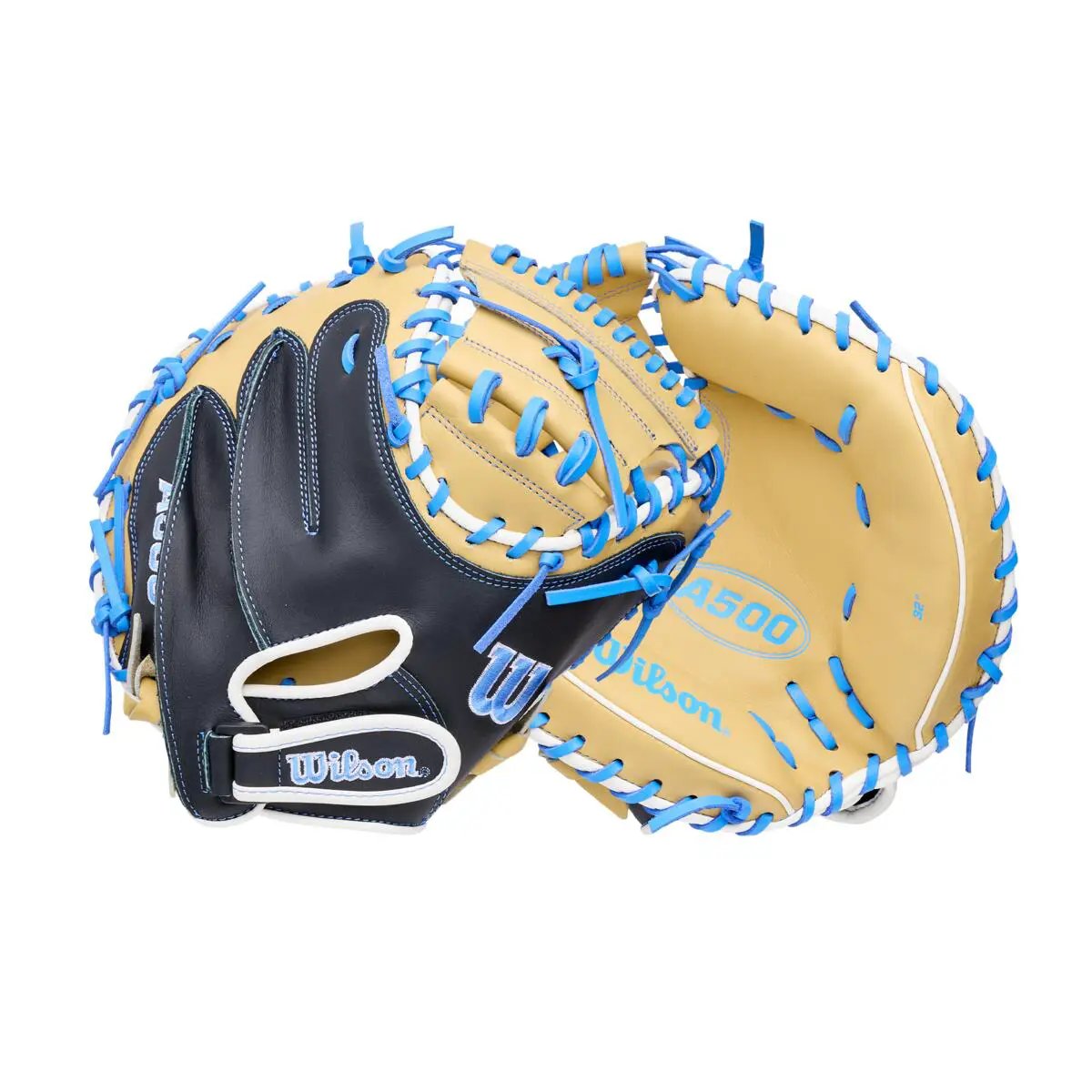 wilson-wbg08901rt32-a500-blonde-cool-blue-white-youth-baseball-catchers-mitt