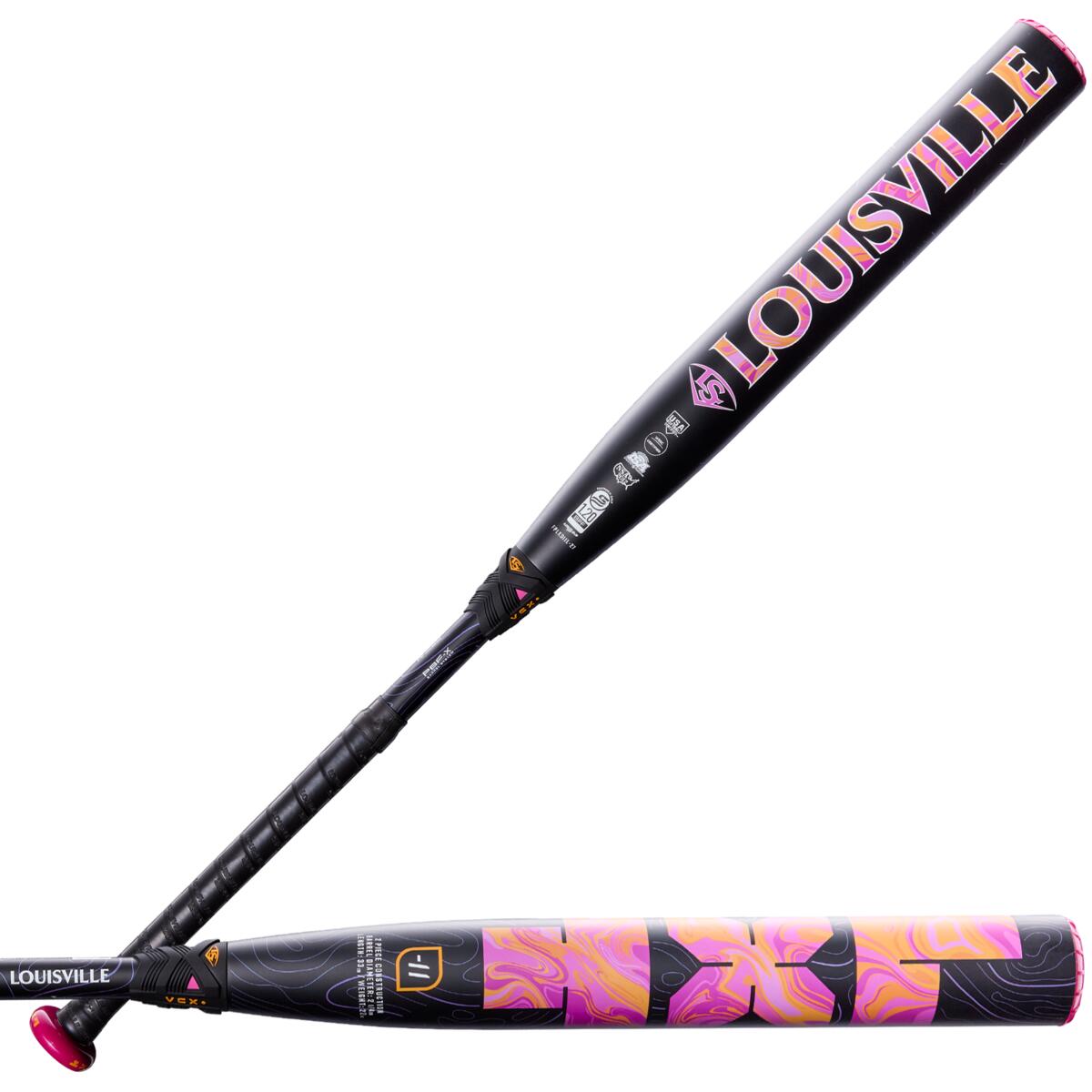 louisville-slugger-wbl4276010-black-pink-fastpitch-softball-bat-dual-view