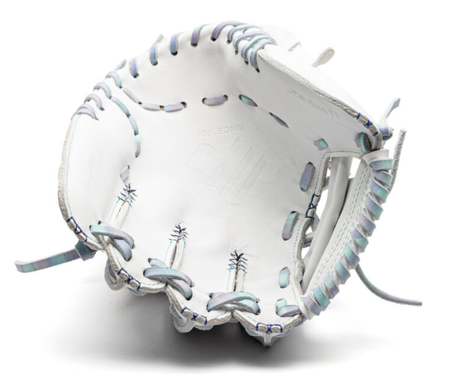 nokona-wht-ep1150v-white-fastpitch-softball-glove-pastel-lacing-teal-lettering-front