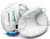 nokona-wht-epv3250c-white-closed-web-fastpitch-softball-catchers-mitt-pastel-gradient-lacing-teal-lettering-front-and-back-views