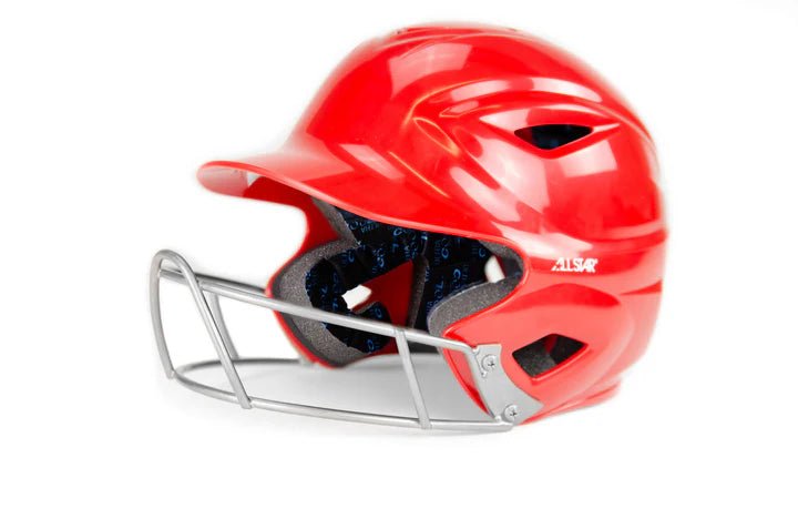 asa football helmets All Star S7 Batter's Helmet W/Faceguard Adult Fastpitch Scarlet