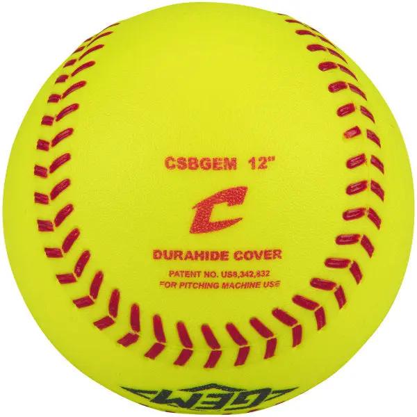 Champro-GEM-12-Inch-Softball-CSBGEM-Optic-Yellow-Polyhide-Practice-Front-View