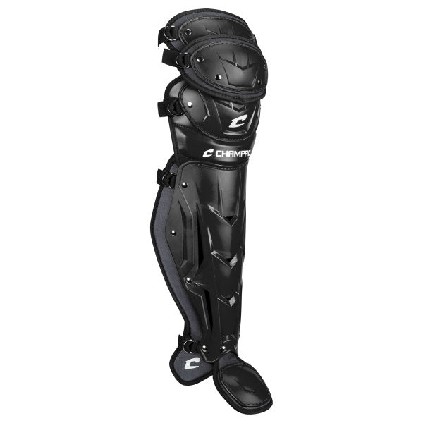 Champro-Optimus-Pro-Adult-Leg-Guard-CG181-Black-Pair-Front-View