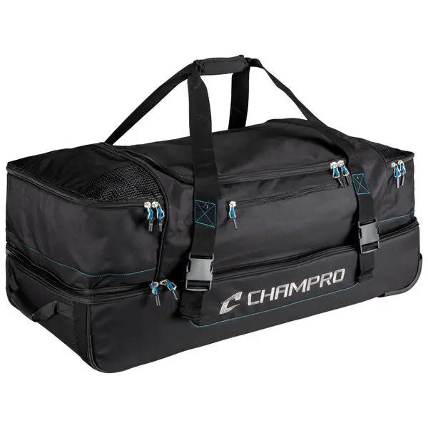Champro-Wheeled-Umpire-Equipment-Bag-E52-Black-Front-View