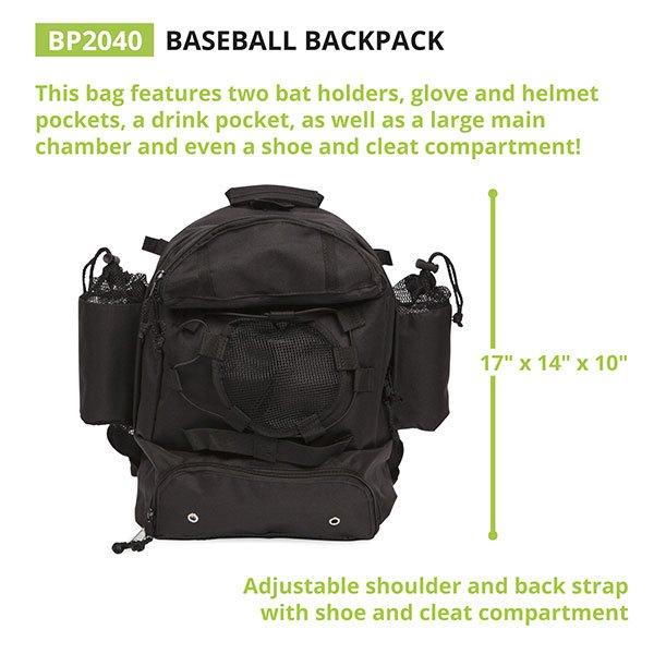 Champion Pro Baseball/Softball Backpack bat/Equipment Bag BP2040 - SPC