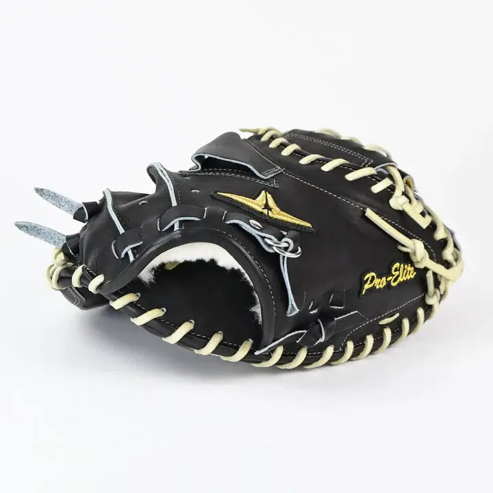 all-star-cm3000-j1-34-rht-bk-cml-black-camel-baseball-catchers-mitt-side