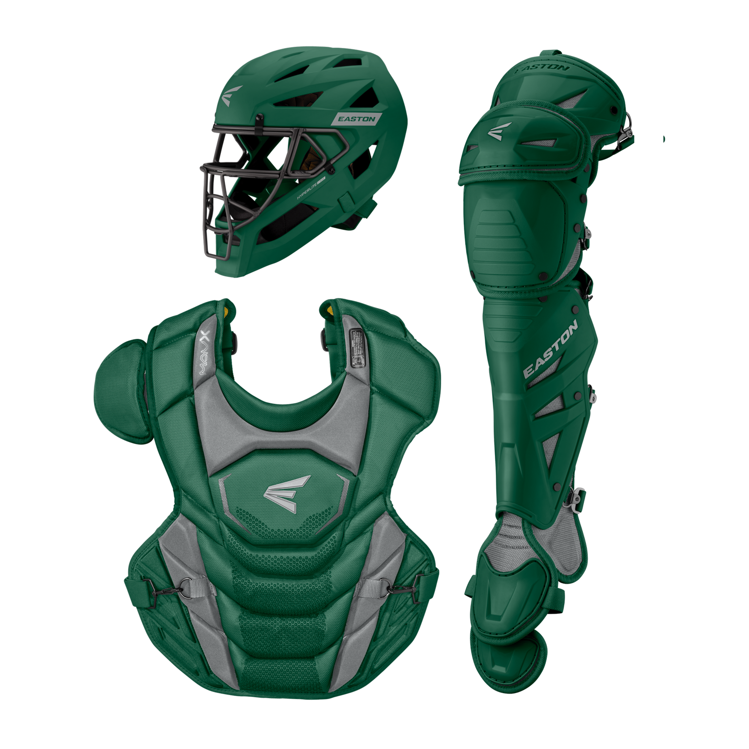 Easton-MAV-X-MAVXKITL-Large-Catchers-Box-Set-Helmet-Chest-Protector-Leg-Guards-Dark-Green-Front-View