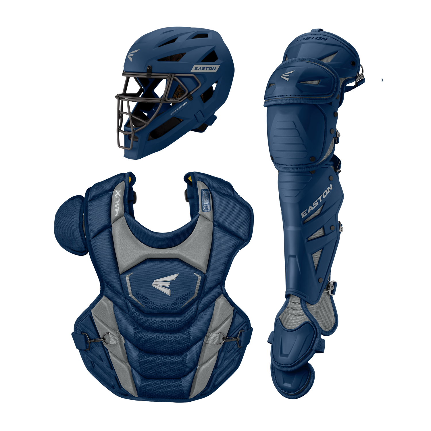 Easton-MAV-X-MAVXKITL-Large-Catchers-Box-Set-Helmet-Chest-Protector-Leg-Guards-Navy-Front-View