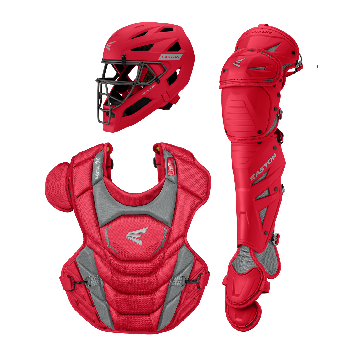 Easton-MAV-X-MAVXKITL-Large-Catchers-Box-Set-Helmet-Chest-Protector-Leg-Guards-Red-Front-View