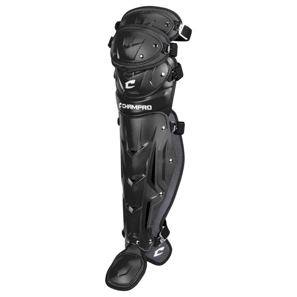 Champro-Optimus-Pro-Adult-Leg-Guard-CG181-Black-Pair-Front-View