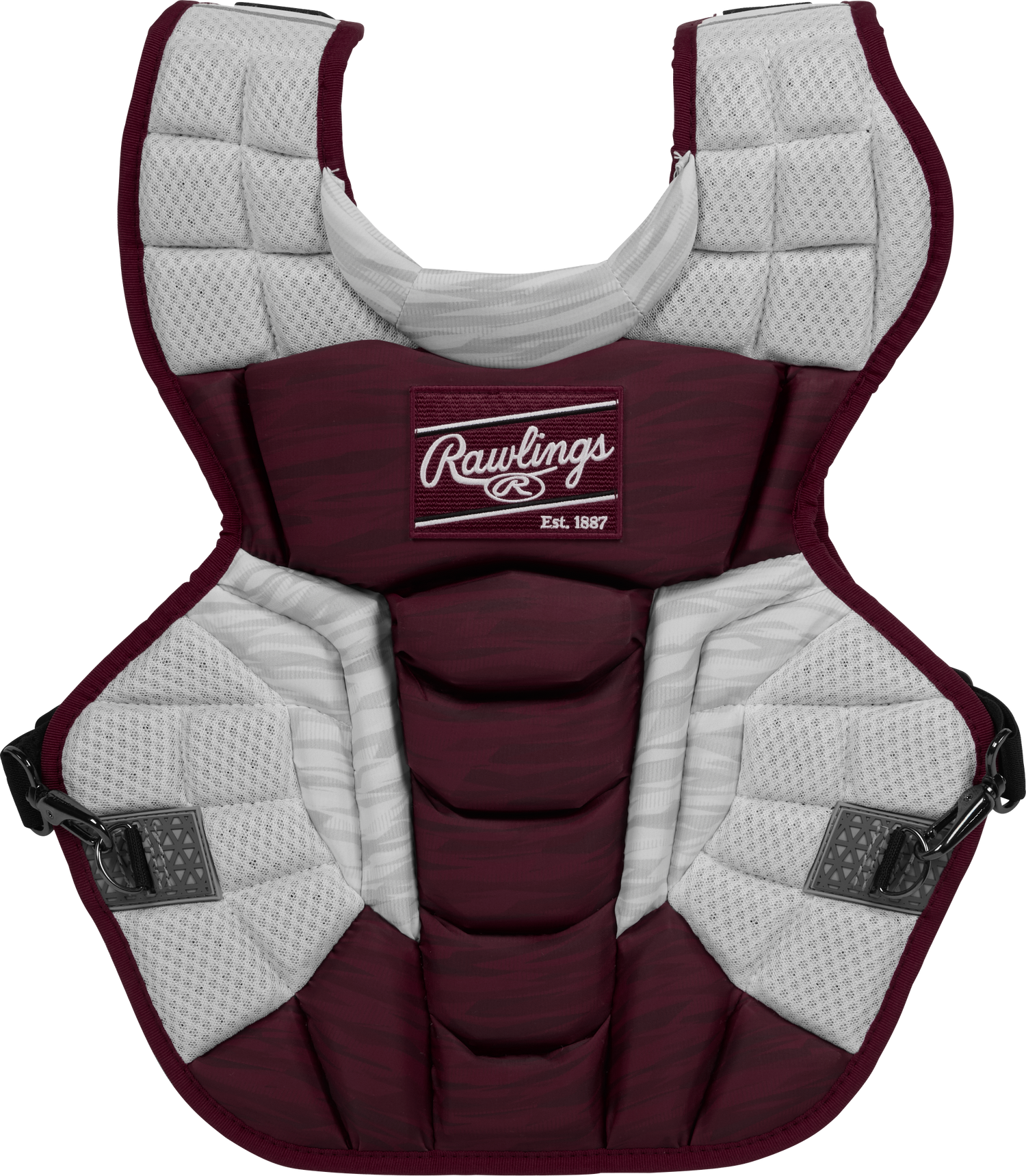 Rawlings-VELO-2.0-CPV2NI-Intermediate-15-5-Inch-Catchers-Chest-Protector-Maroon-White-Front-View