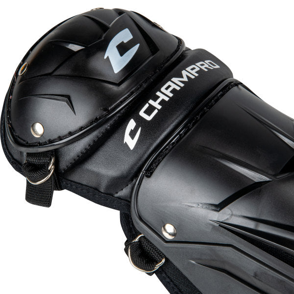 Champro-Optimus-MVP-Single-Knee-Youth-Leg-Guard-CG107B-Black-Pair-Front-View