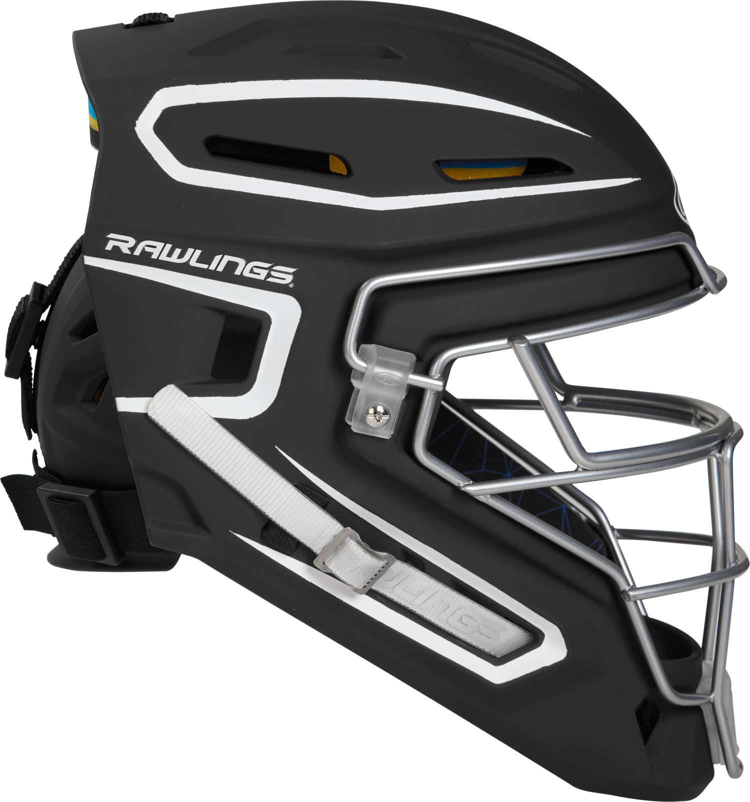 Rawlings-Mach-Matte-2-Tone-CHMCHS-Senior-Hockey-Style-Catchers-Helmet-Black-White-Front-View