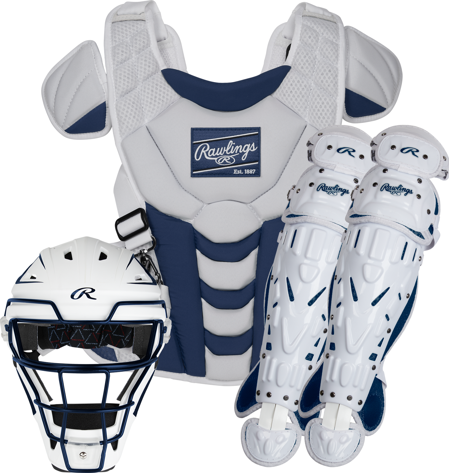 Rawlings-Velo-2.0-CSSBL-Large-Fastpitch-Catchers-Box-Set-Navy-White-Front-View