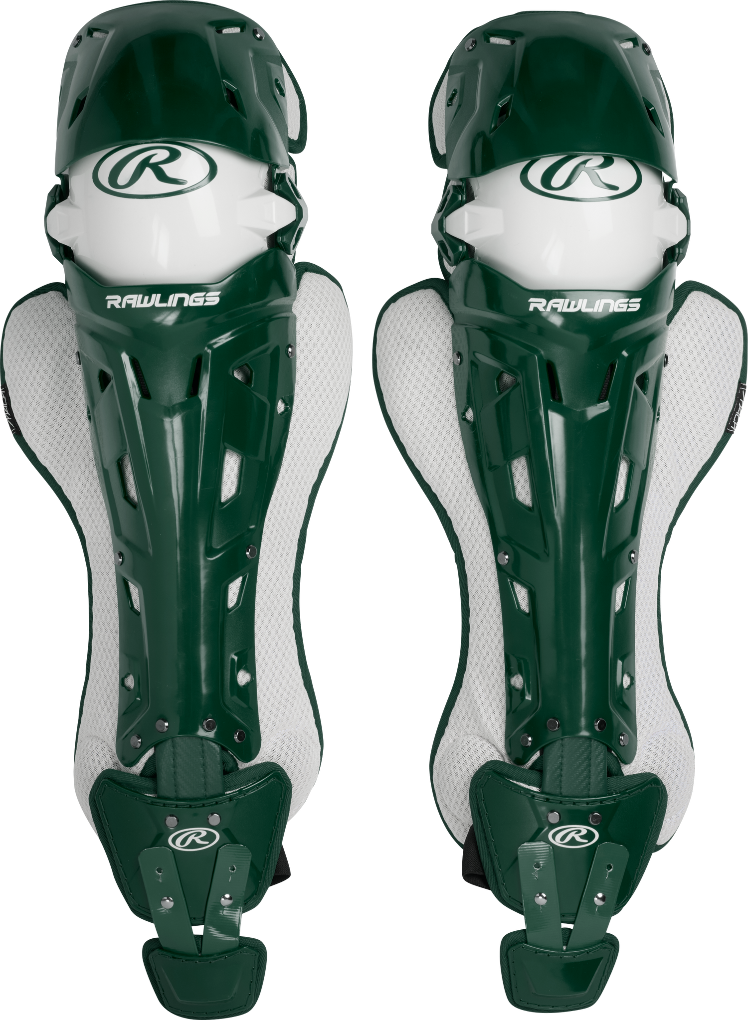 Rawlings-Mach-MCHLGI-Intermediate-Catchers-Leg-Guards-Dark-Green-Front-View