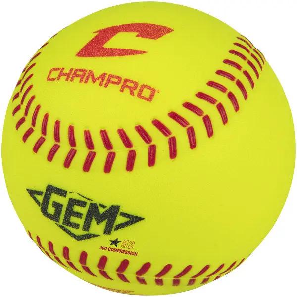 Champro-GEM-12-Inch-Softball-CSBGEM-Optic-Yellow-Polyhide-Practice-Front-View